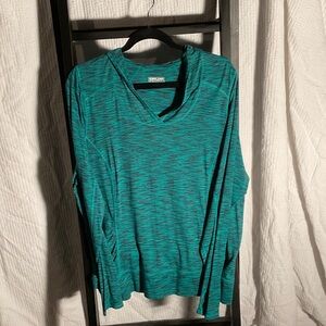 Kirklands Teal V-Neck Hoodie